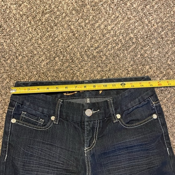 Seven 7 Bootcut Jeans Women’s 28 Dark Wash Denim Distressed Cowgirl Mid-rise - Picture 6 of 16